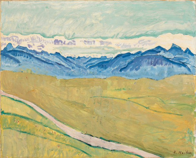 Ferdinand Hodler  : Walliser Landschaft - Blick von Crans  ..., 1915 