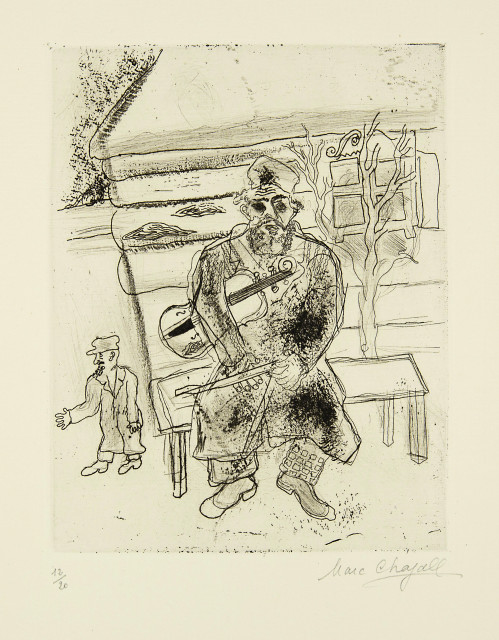 Marc Chagall : Musicien sur le banc, Um 1925, Auflage von 1958