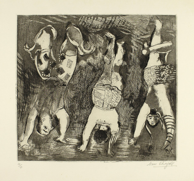 Marc Chagall : Les trois acrobates, 1923, edition from 1957