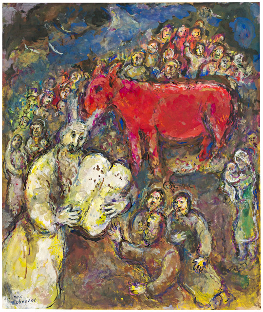 Marc Chagall  : Moïse et le veau d'or , Sils, summer 1972