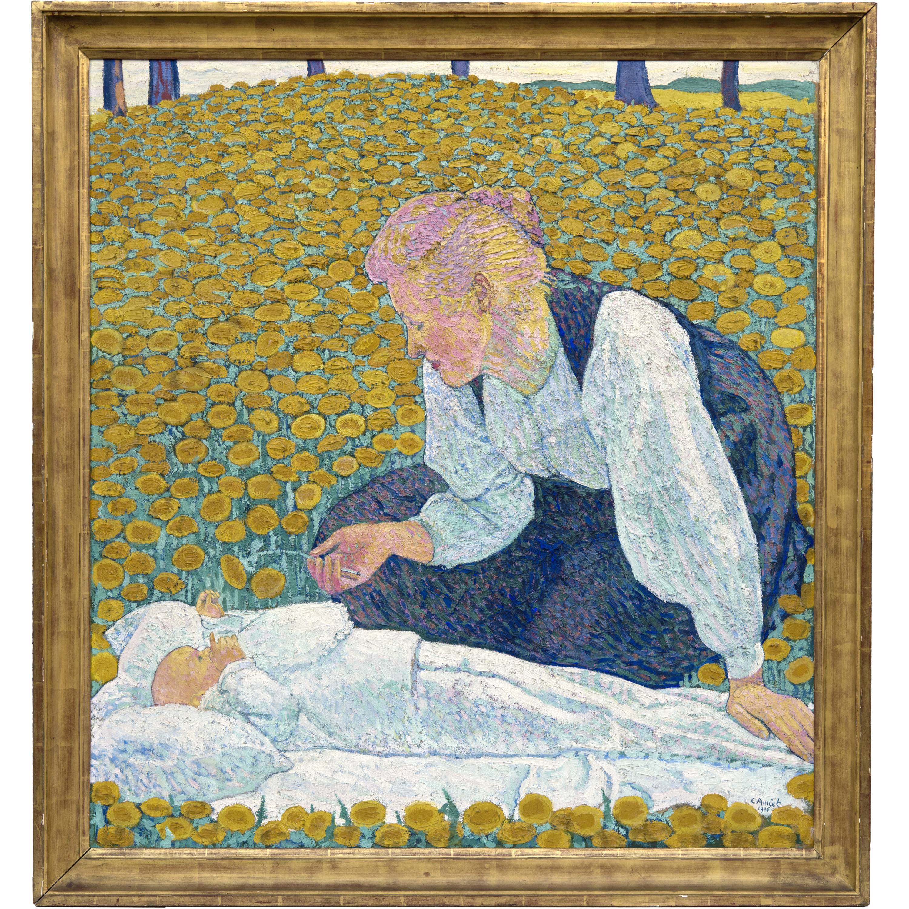 Cuno Amiet : Mutter und Kind auf blumenübersäter Wiese, 1906 | Galerie ...