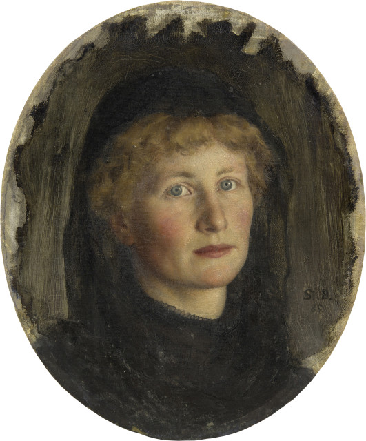 Karl Stauffer-Bern  : Bildnis der Schwester Sophie in Schwarz , 1885 