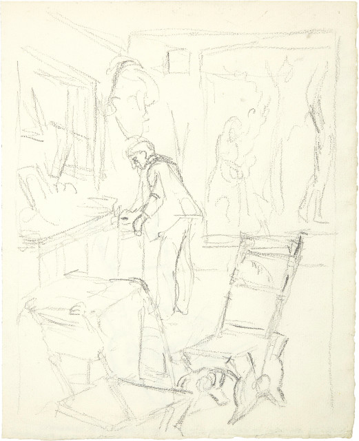 Giovanni Giacometti  : Atelier in Stampa , Um 1920 