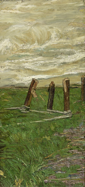 Giovanni Segantini  : Frammento di paesaggio - Studio di un campo  ..., 1887/1888