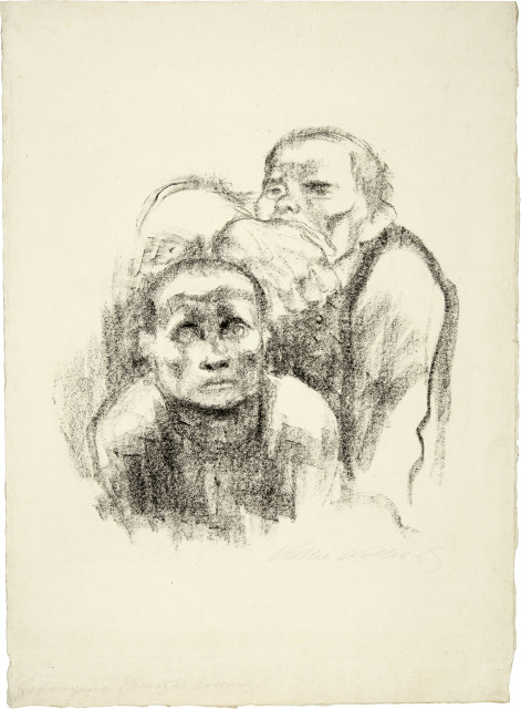 Käthe Kollwitz  : Gefangene, Musik hörend , 1925