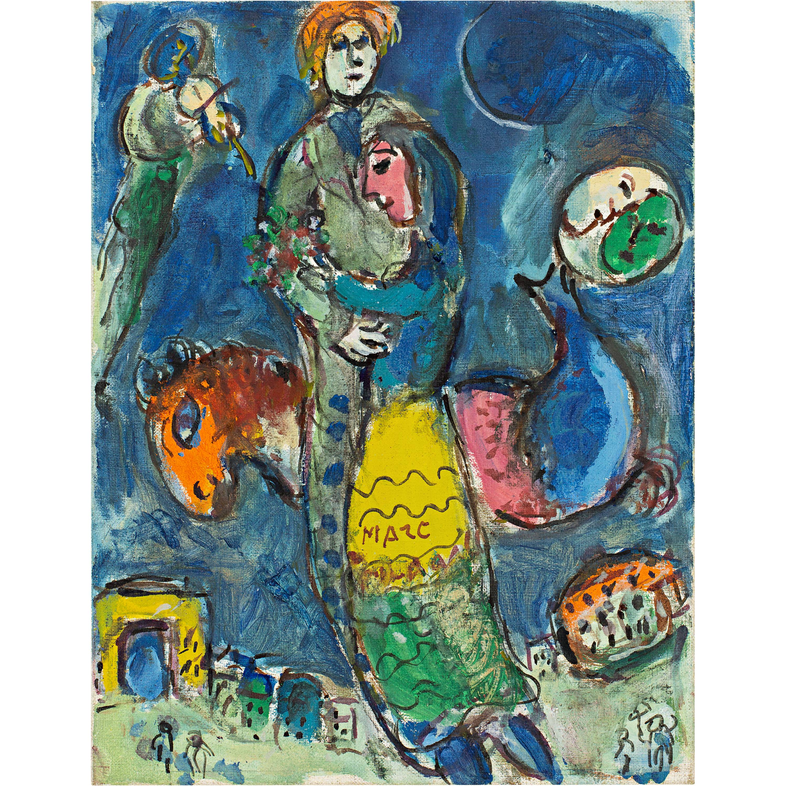 Marc Chagall : Couple dans le ciel de Paris, 1966 | Galerie Kornfeld ...