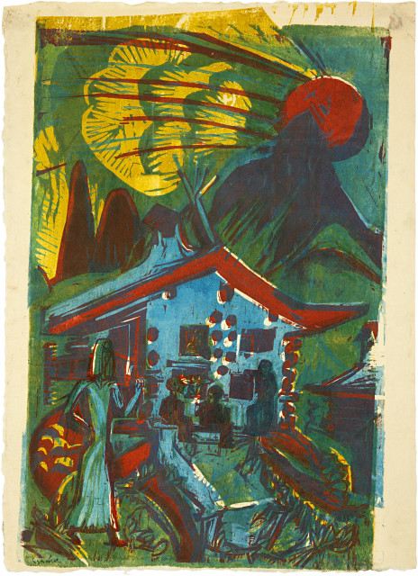 Ernst Ludwig Kirchner  : Alphaus mit untergehender Sonne , 1919