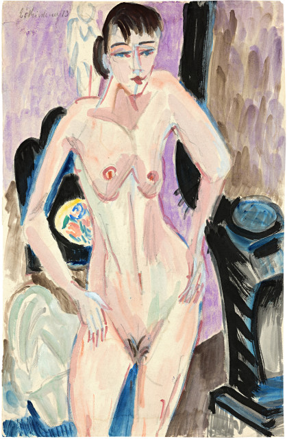 Ernst Ludwig Kirchner  : Stehender Akt am Ofen , 1913