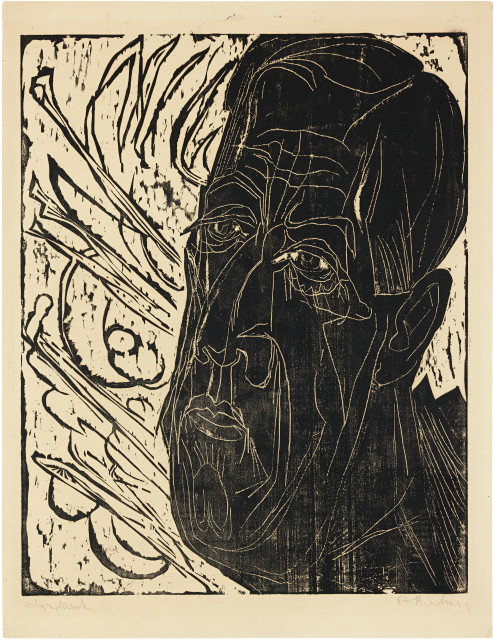 Ernst Ludwig Kirchner  : Kopf Henry van de Velde, dunkel - Schwarzer  ..., 1917 