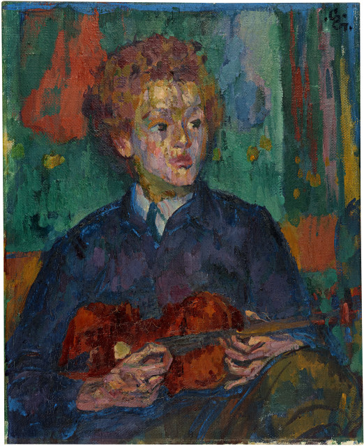 Giovanni Giacometti  : Knabe mit Violine (Bruno Giacometti) , 1918