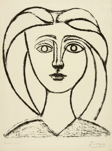 Pablo Picasso  : Jeune fille aux grands cheveux , 24 November 1945