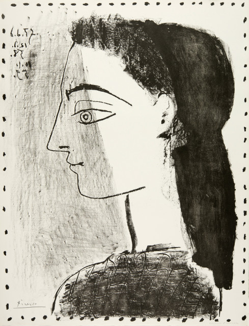 Pablo Picasso  : Jacqueline au mouchoir noir , 10. Januar 1959 