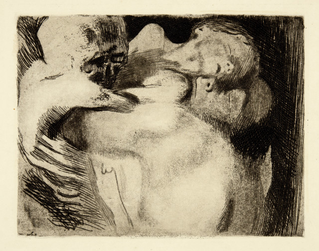 Käthe Kollwitz  : Tod und Frau um das Kind ringend , 1911 (edition between 1946/48 and 1963/65)