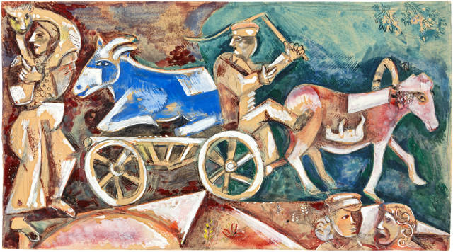 Marc Chagall  : Esquisse pour Le marchand de bestiaux , 1912 