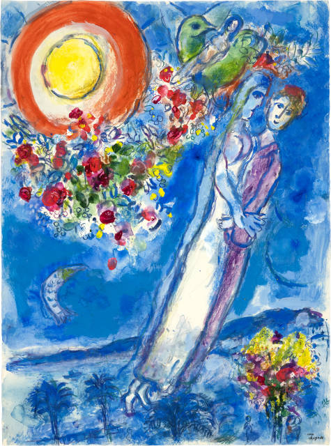 Marc Chagall : Variante de la gouache préparatoire pour la  ..., 1960