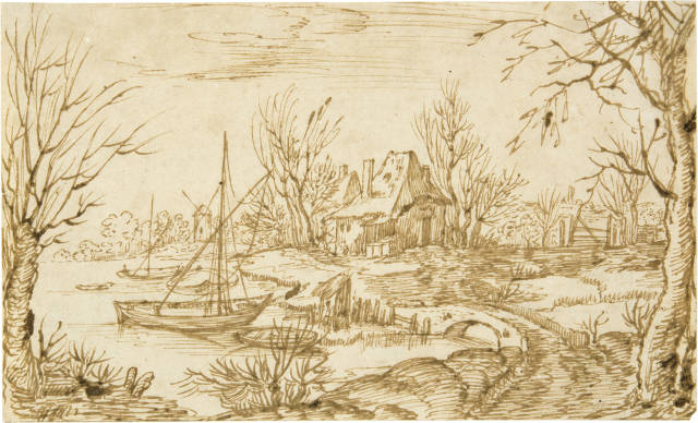 Jan Brueghel d.J. - Zugeschrieben  : Flämische Landschaft mit Bauernhaus und  ..., Circa 1625-1630