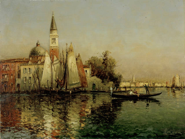 Marc Aldine (Antoine Bouvard)  : Blick auf Venedig mit dem Glockenturm von  ...,  