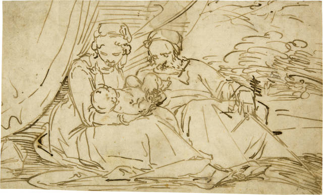 Luca Cambiaso - Zugeschrieben  : Die Heilige Familie , Mid-1560s