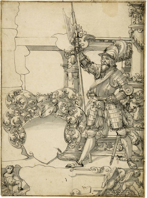 Hans Jörg Wannenwetsch  : Aufnahme in die Himmelzunft. Scheibenriss , 1585