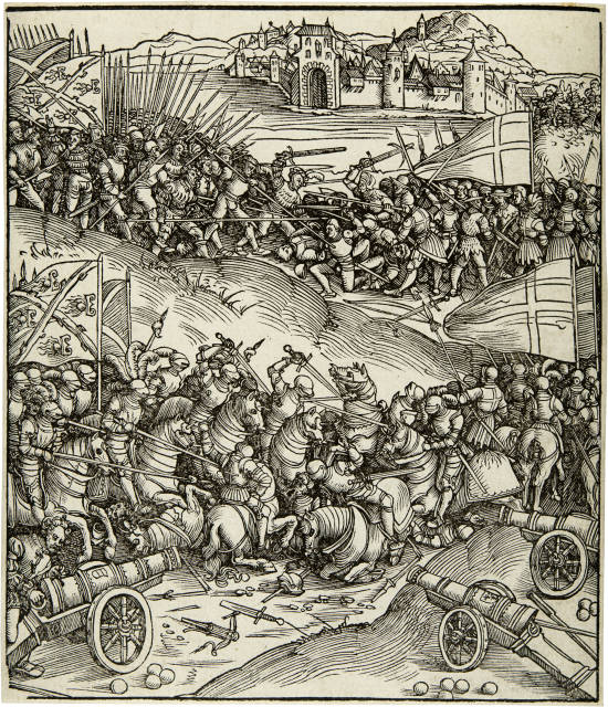 Wolf Traut  : Schlacht bei Guinegate , 1515-1517, printed circa 1520