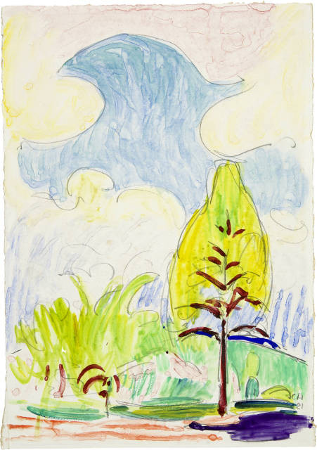 Cuno Amiet  : Landschaft mit Baum , 1921