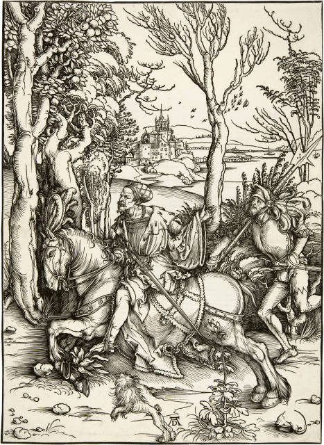 Albrecht Dürer  : Reiter und Landsknecht (Ritter und  ..., Circa 1496