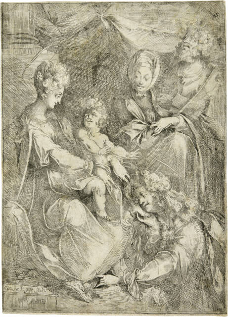 Jacques Bellange  : Die Heilige Familie mit Maria Magdalena und  ..., Circa 1610-1611